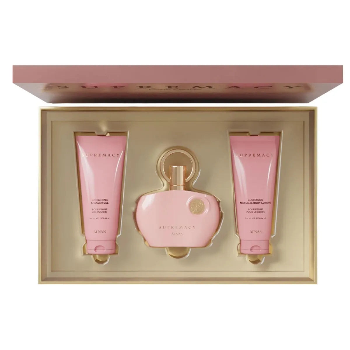 Afnan Supremacy Pour Femme Gift Set – EDP 100ml + Shower Gel 100ml + Body Lotion 100ml