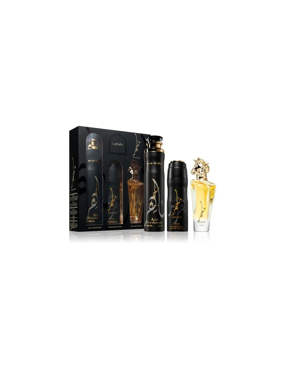 Lattafa Maahir Gift Set – EDP 100ml + Deodorant 200ml + Room Spray 300ml